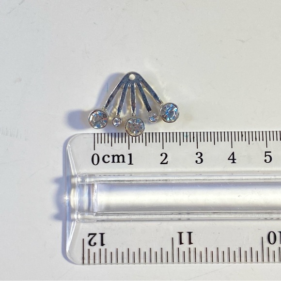 Silver Tone Rhinestone Fan Shaped Pendant - Picture 3 of 4